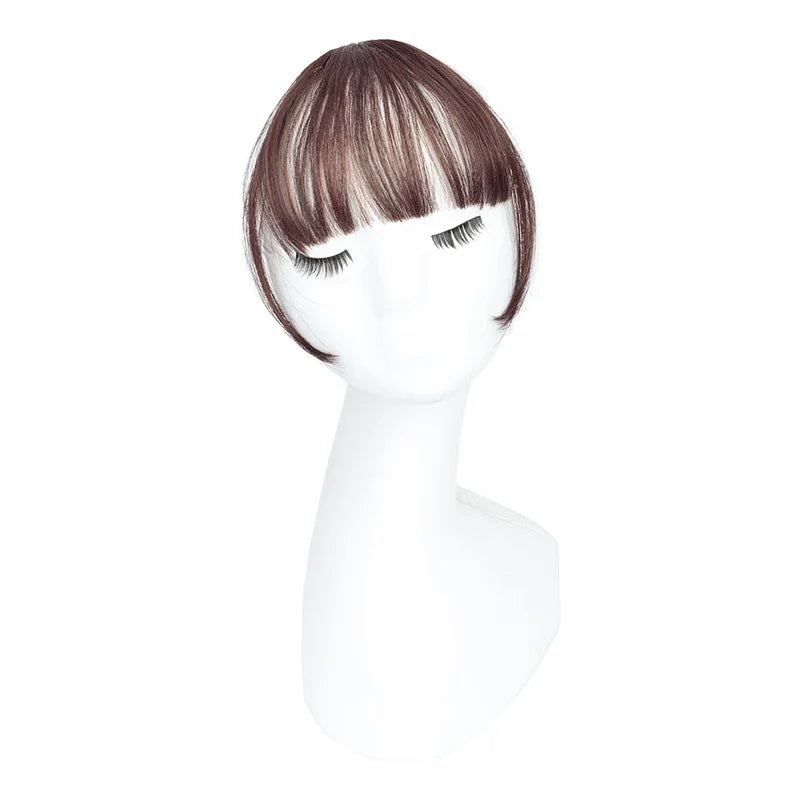 Invisible Air Bangs Hair Extension: Synthetic Fake Front Fringes Hairpiece - Black & Brown for Women