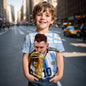 3D Print Messi Football for 2-14 Years Old Summer 2024 Kids Clothes Cool T-shirts for Children Stich Boys Children's Clothing