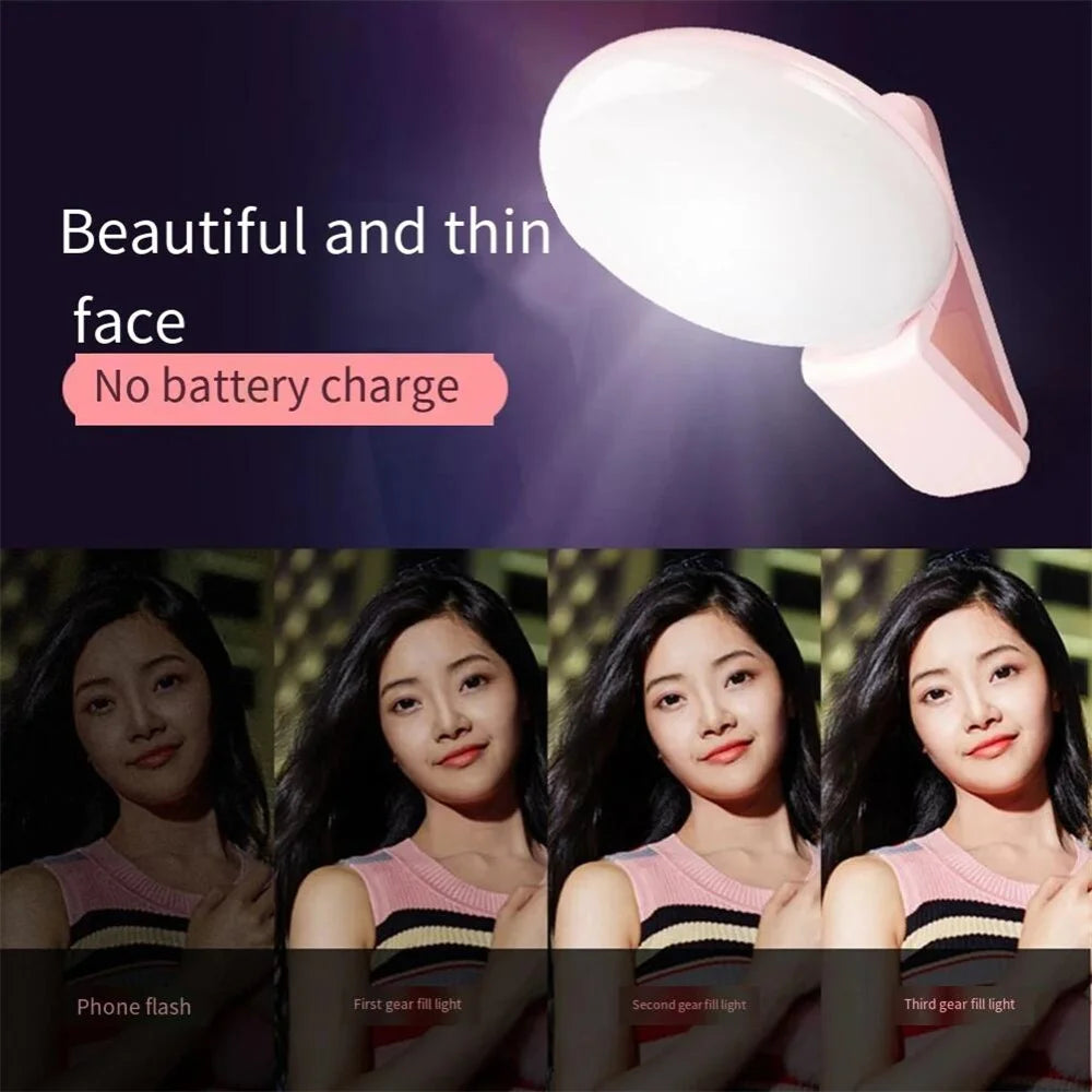 Portable LED Light Mobile Phone Mini Selfie Fill Light Make Up Adjustable Phone Lamp For Smartphone Universal Iphone Accessories