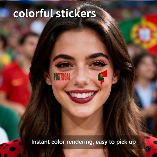 Portugal Flag Temporary Tattoo Sticker, Long-lasting and Waterproof, Festival, Football, Soccer Fan Face Stickers, Arm, Face