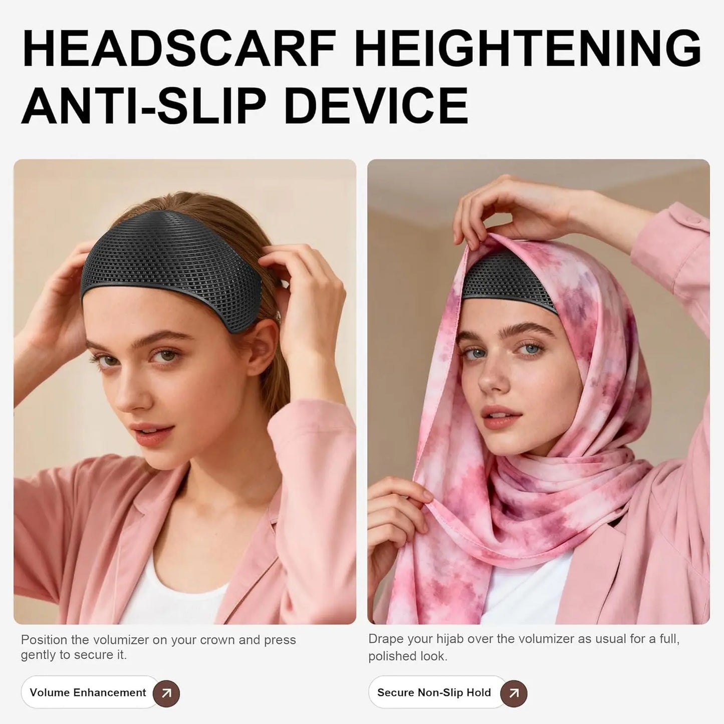 Hijab Hair Grip Band with Micro Dots, TPEE Elastic Non-Slip Headband Holds Hair,Comfortable Base Layer for Daily,Prayer,Sports