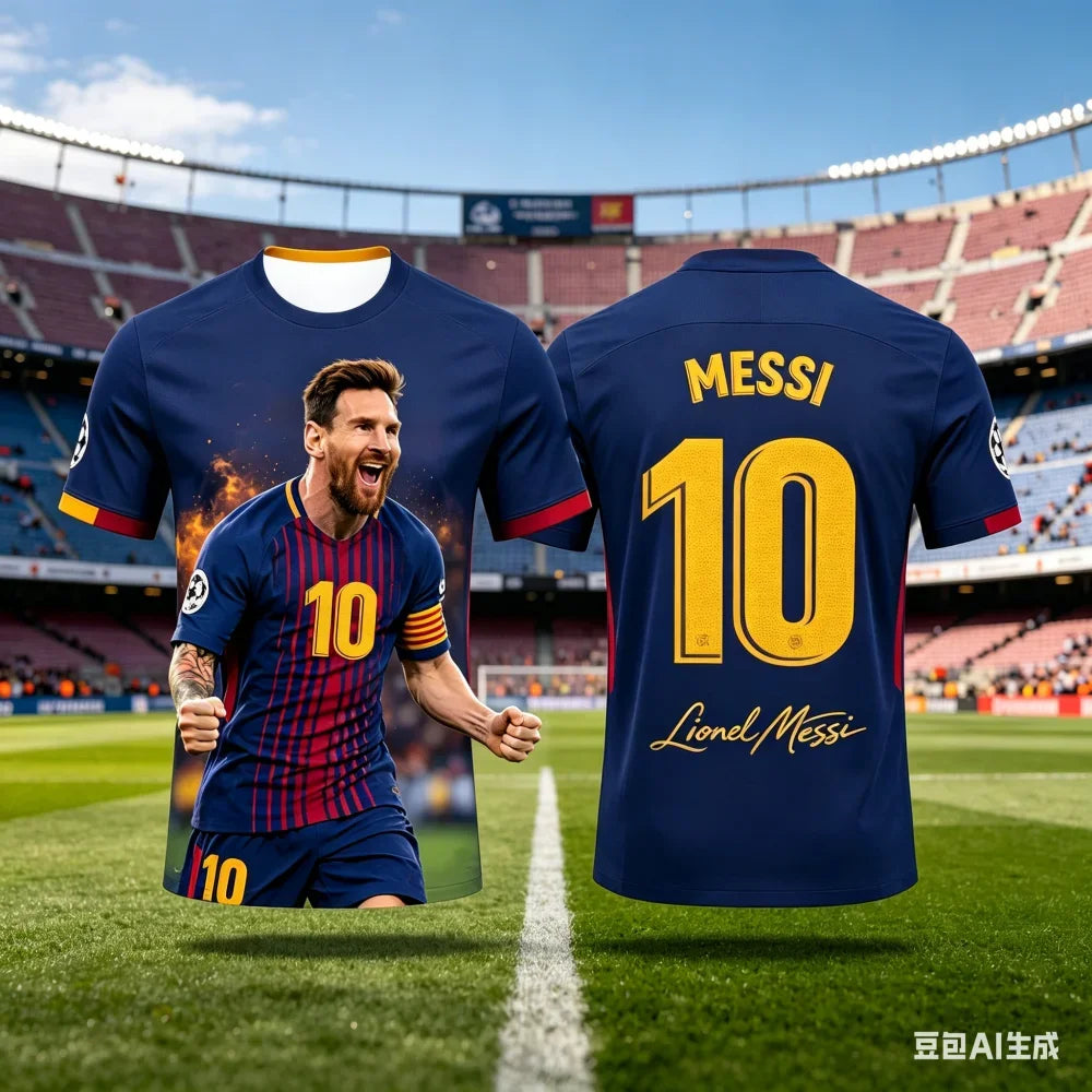 New Messi Football T Shirt For Kids Quick Dry Comfortable Breathable Soccer Jersey Boys Training Sportswear Summer Tops