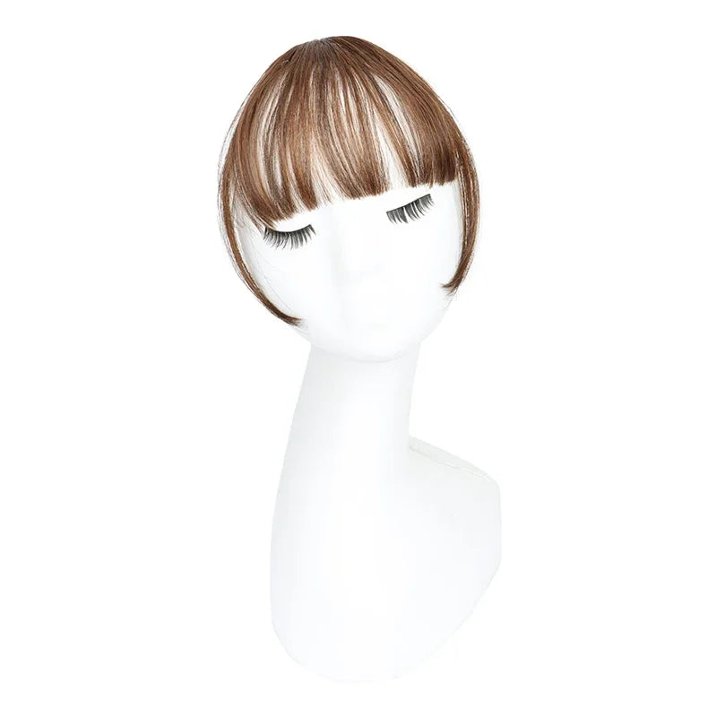 Invisible Air Bangs Hair Extension: Synthetic Fake Front Fringes Hairpiece - Black & Brown for Women