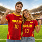 New Women Spain 10 Flag Soccer Fan T-Shirt Crewneck Short Sleeve Breathable Quick Dry Streetwear Casual Football Shirt