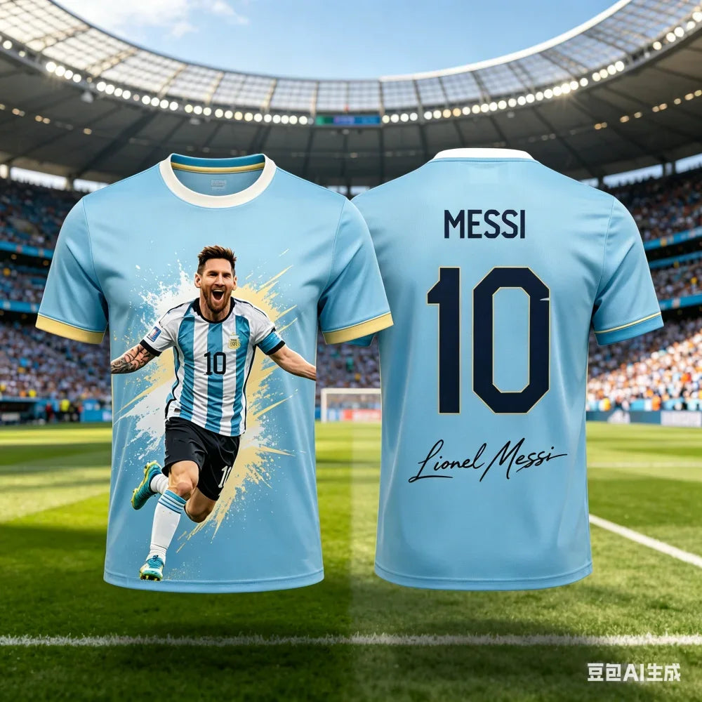 New Messi Football T Shirt For Kids Quick Dry Comfortable Breathable Soccer Jersey Boys Training Sportswear Summer Tops