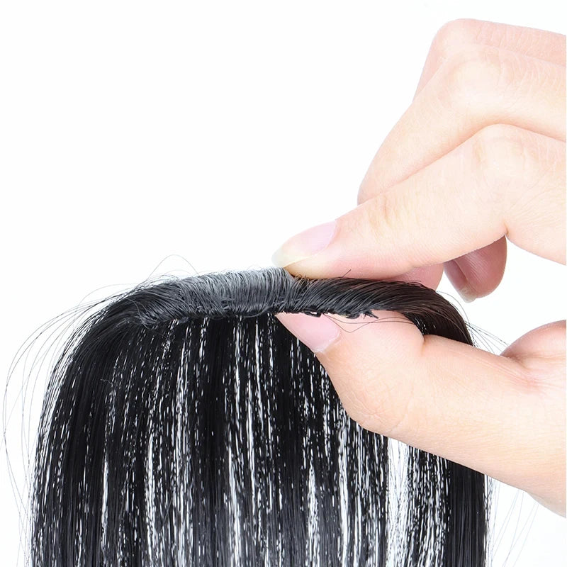 Invisible Air Bangs Hair Extension: Synthetic Fake Front Fringes Hairpiece - Black & Brown for Women