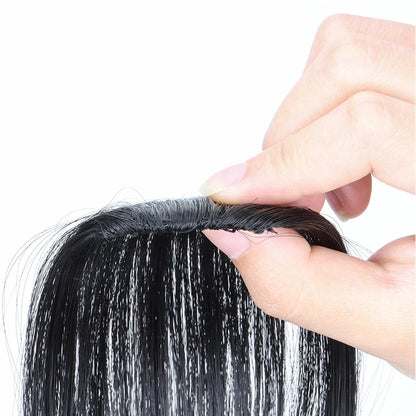 Invisible Air Bangs Hair Extension: Synthetic Fake Front Fringes Hairpiece - Black & Brown for Women