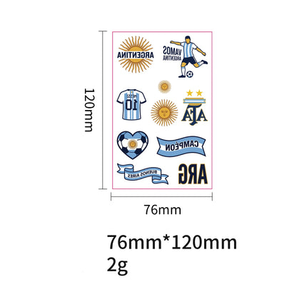 National Flag Tattoo Sticker for Football Games Face Sticker Temporary Body Art Decal for Sports Events