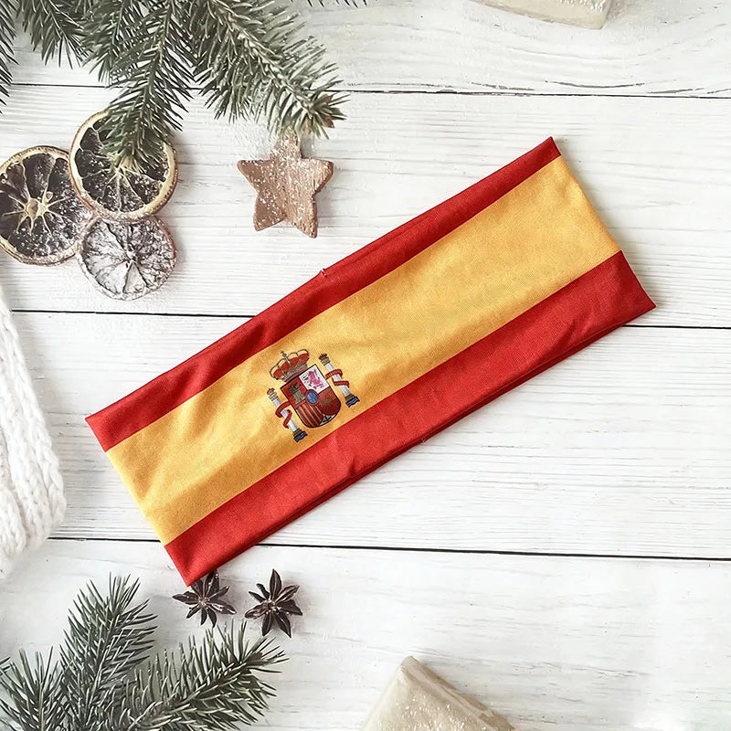 National Flag Soccer Fan Headband Elastic Cheer Hairband Country Flag Headband for Fans Sports Event Hair Accessories