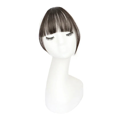 Invisible Air Bangs Hair Extension: Synthetic Fake Front Fringes Hairpiece - Black & Brown for Women