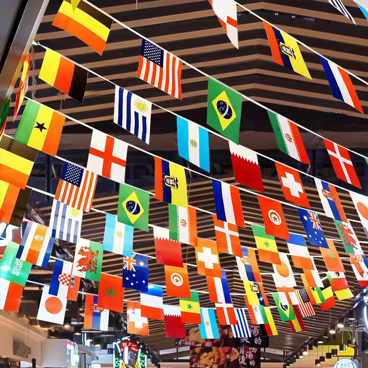 2026 soccer football game 48 country bunting polyester Sports Themed Parties, Events, and Outdoor Decorations 14 × 21 cm(48pcs)