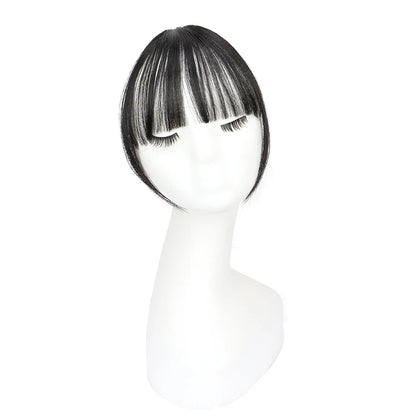 Invisible Air Bangs Hair Extension: Synthetic Fake Front Fringes Hairpiece - Black & Brown for Women