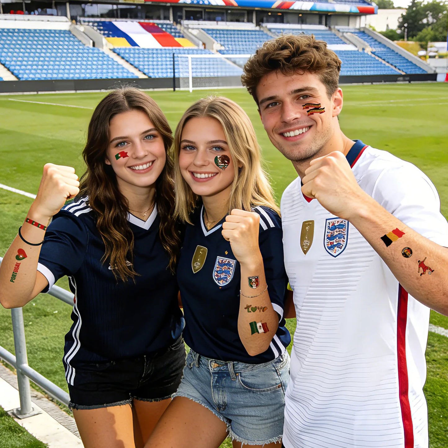 National Flag Tattoo Sticker for Football Games Face Sticker Temporary Body Art Decal for Sports Events