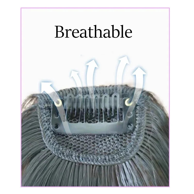 Invisible Air Bangs Hair Extension: Synthetic Fake Front Fringes Hairpiece - Black & Brown for Women