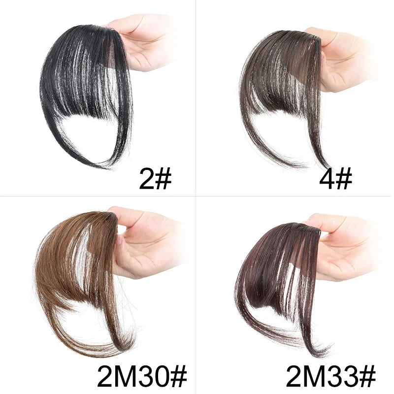 Invisible Air Bangs Hair Extension: Synthetic Fake Front Fringes Hairpiece - Black & Brown for Women