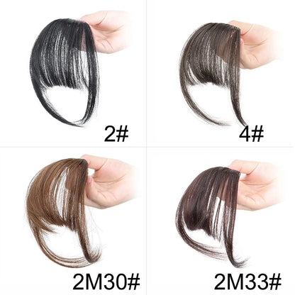 Invisible Air Bangs Hair Extension: Synthetic Fake Front Fringes Hairpiece - Black & Brown for Women