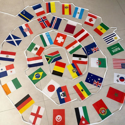 2026 soccer football game 48 country bunting polyester Sports Themed Parties, Events, and Outdoor Decorations 14 × 21 cm(48pcs)