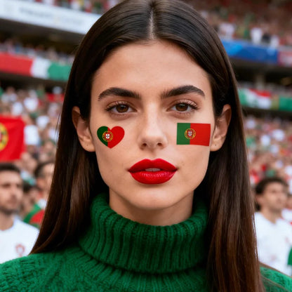 Portugal Flag Temporary Tattoo Sticker, Long-lasting and Waterproof, Festival, Football, Soccer Fan Face Stickers, Arm, Face