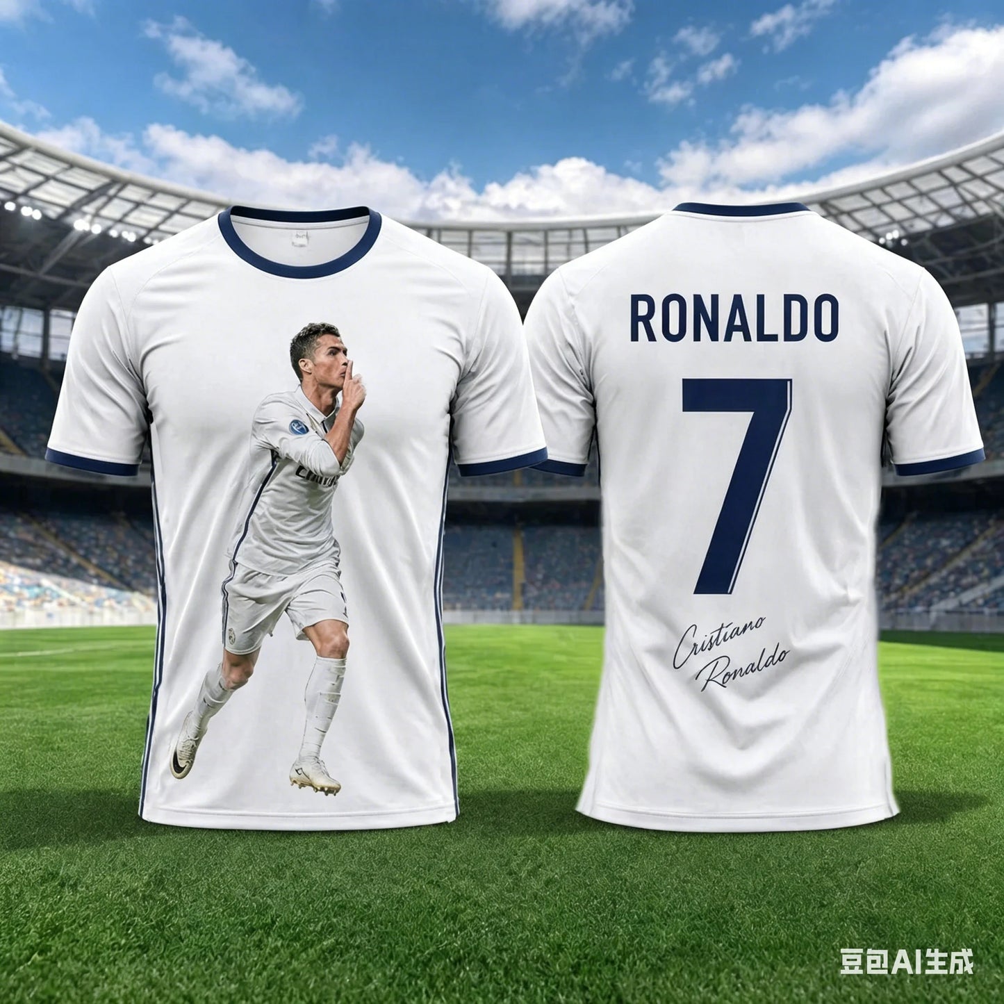 New Ronaldo Summer 3D Printed Family Outfit Football Jersey T-shirt - Quick-drying and Breathable Suitable for Daily Wear