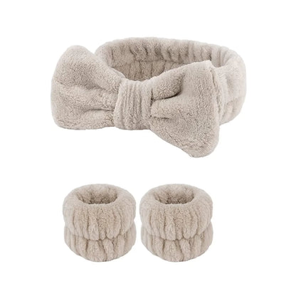 Wash Face Headbands For Women Coral Fleece Hair Bands Cuff Waterproof Bands Absorbent Wristbands Head Band Hair Accessories Set