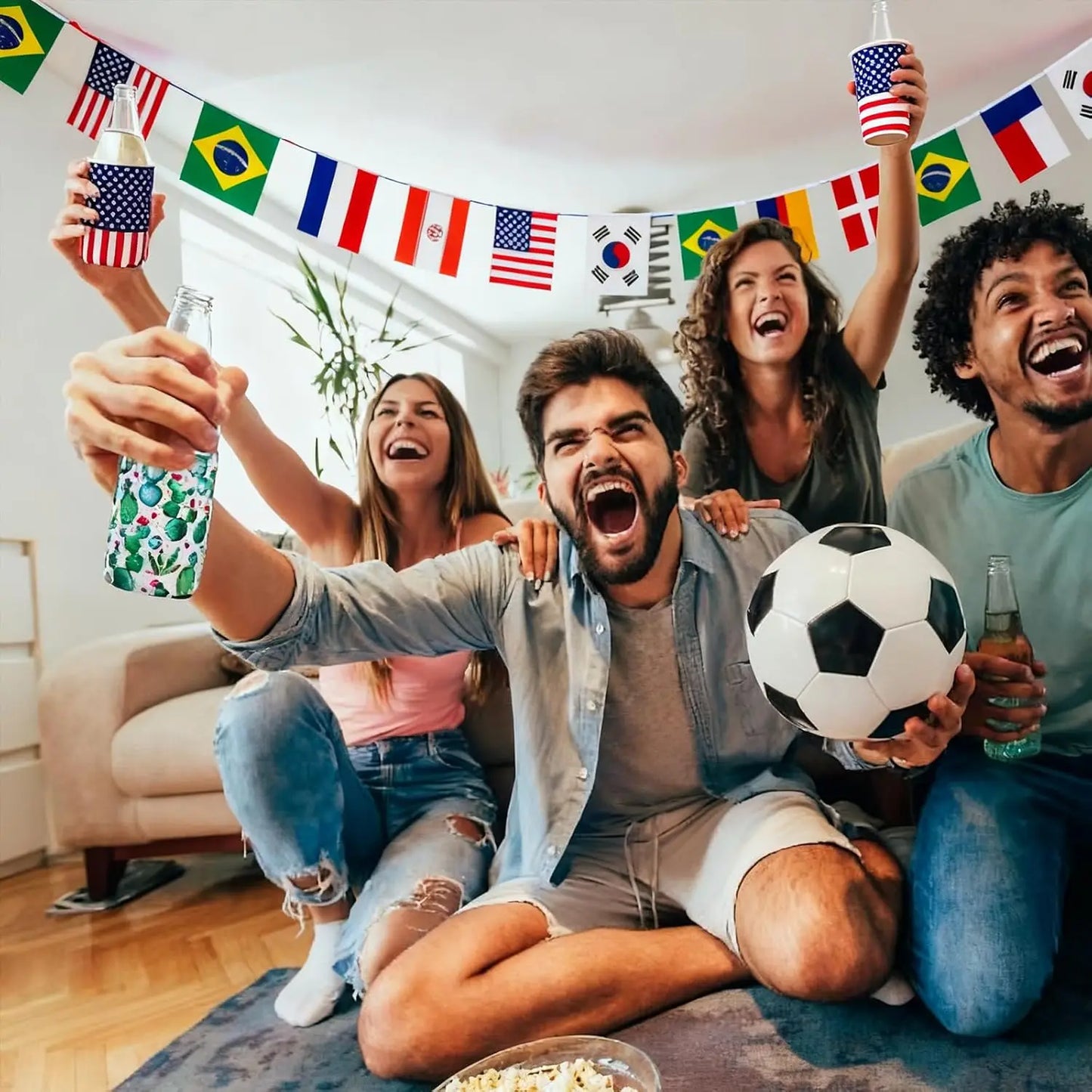 2026 soccer football game 48 country bunting polyester Sports Themed Parties, Events, and Outdoor Decorations 14 × 21 cm(48pcs)