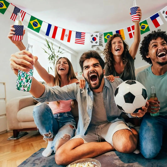 2026 soccer football game 48 country bunting polyester Sports Themed Parties, Events, and Outdoor Decorations 14 × 21 cm(48pcs)