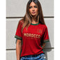 Women Morocco Flag Soccer Fan T-Shirt Crewneck Short Sleeve Breathable Quick Dry Streetwear Casual Football Shirt