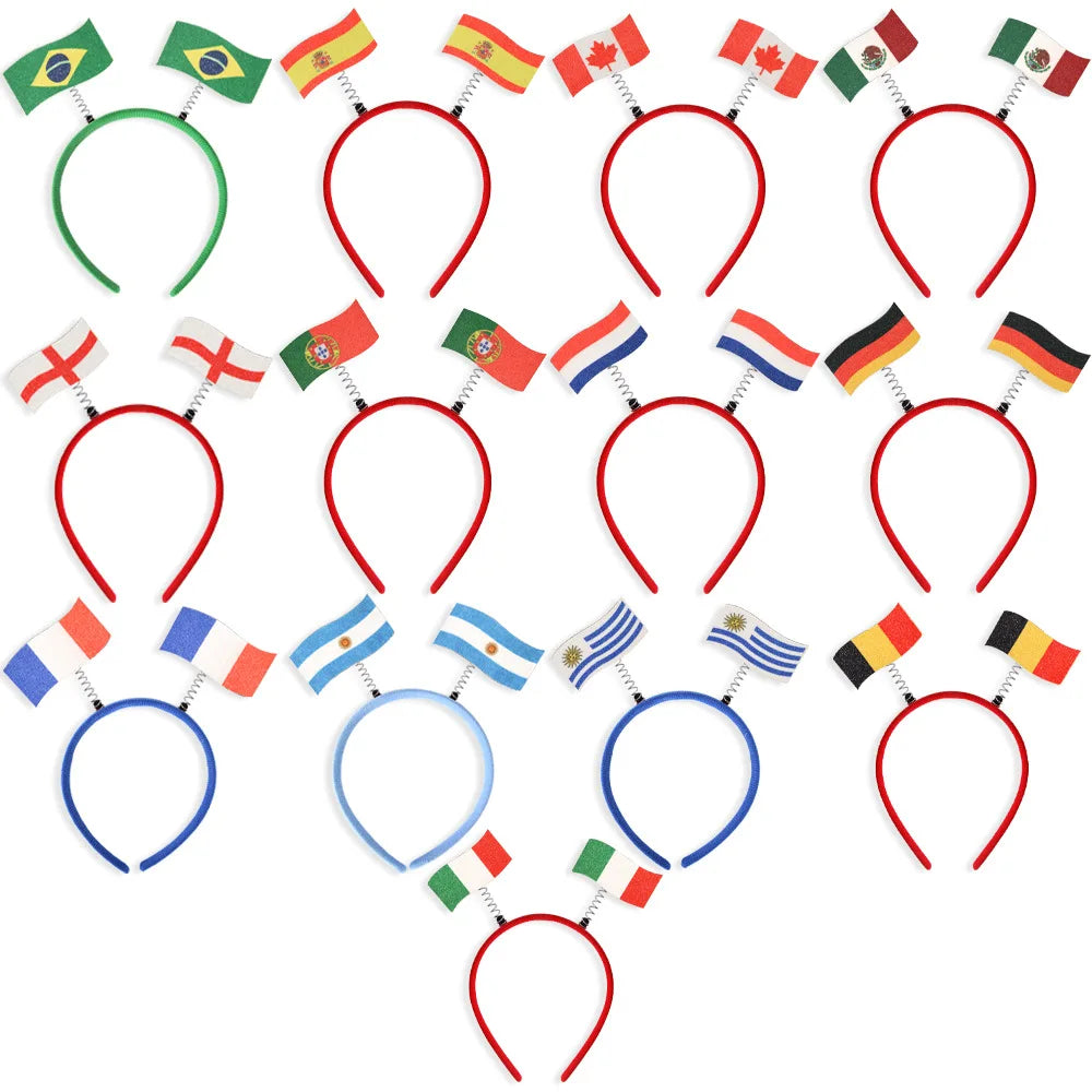 2026 World Football Festival Party Decor - Football Fans Cheer - Various Countries National Flag Headband Hair Hoop