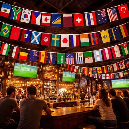 2026 soccer football game 48 country bunting polyester Sports Themed Parties, Events, and Outdoor Decorations 14 × 21 cm(48pcs)
